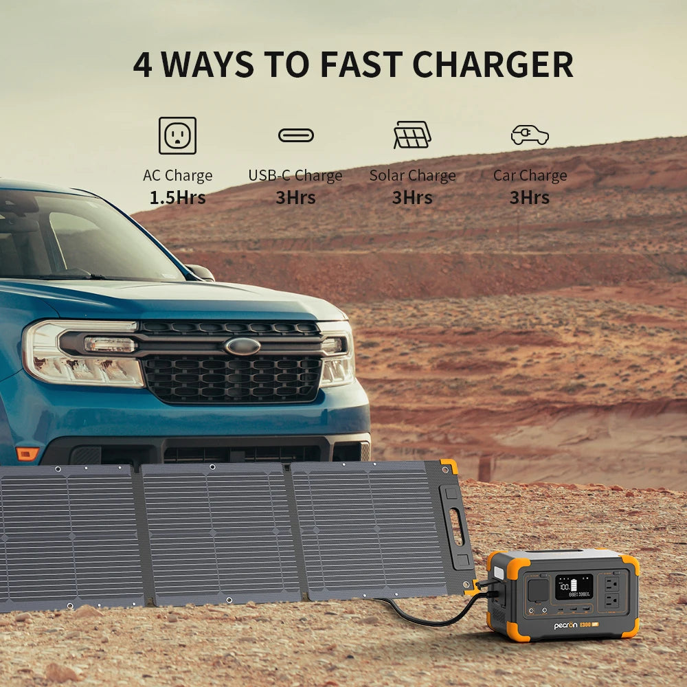 Pecron E300LFP 600W Portable Power Station with 100W Solar Panel for Camping