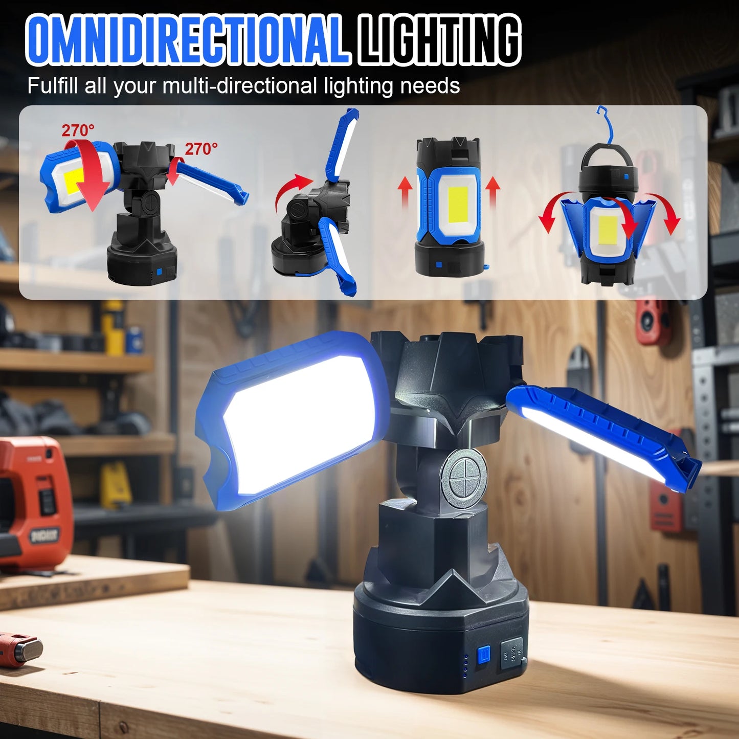 Rechargeable Magnetic LED Camping Work Light 4000 Lumens