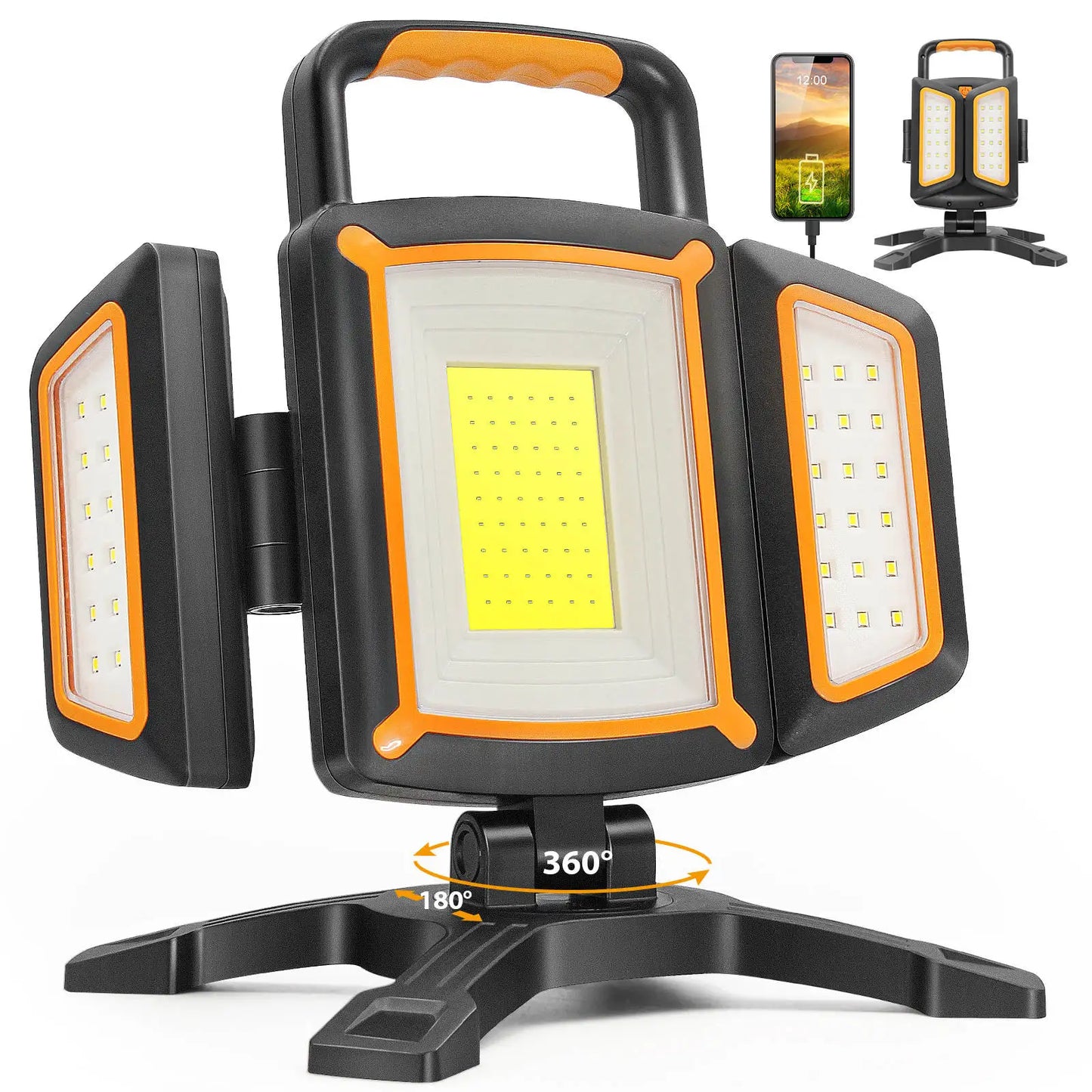 30W Rechargeable Work Light 3000 Lumen Magnetic Work Light Battery Powered Portable Workshop Garage Camping Car Repairing
