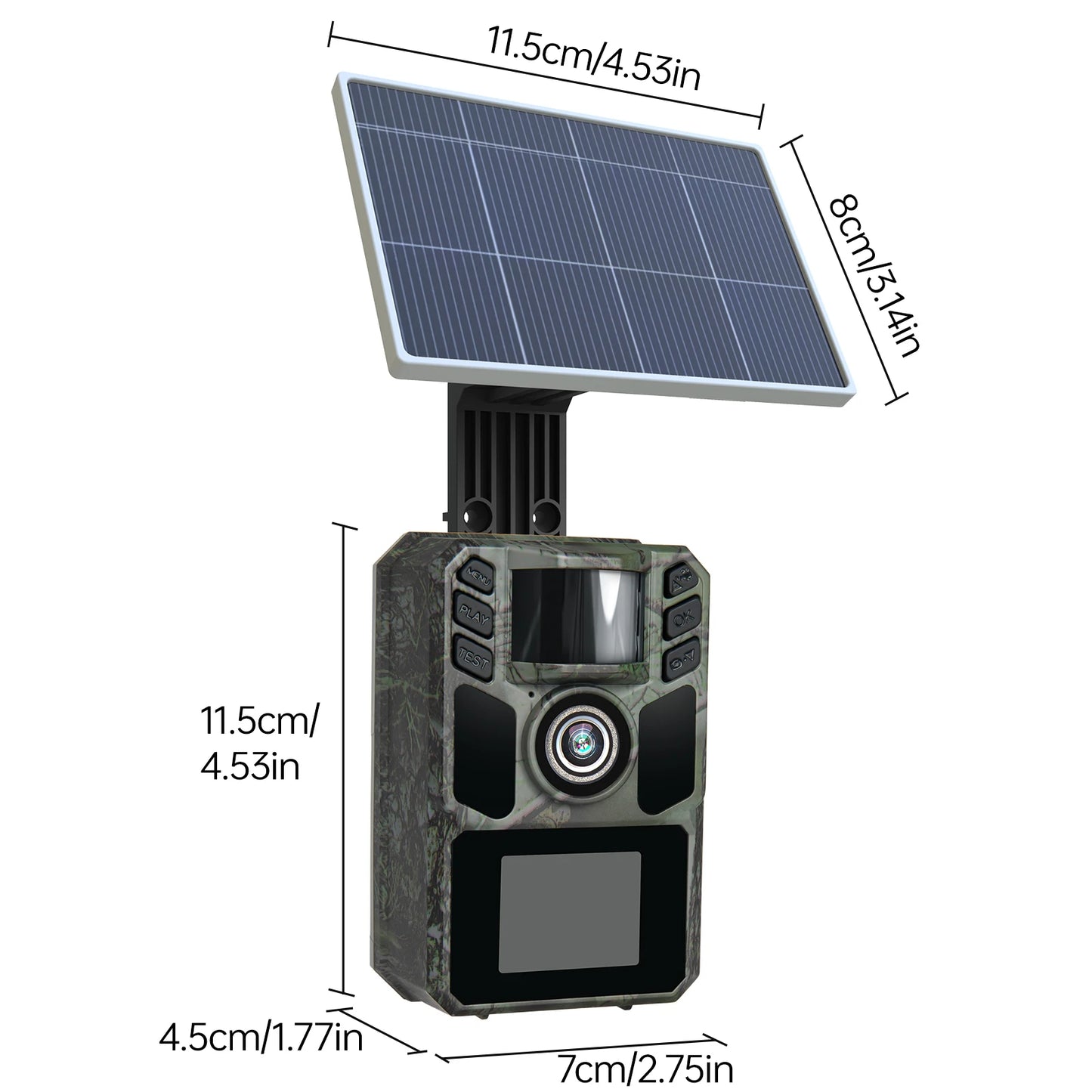 WiFi Trail Camera Solar Trail Cam - Rechargeable Trail Camera Built-in 5000mAh Battery 4K 64MP Hunting Camera with Night Vision