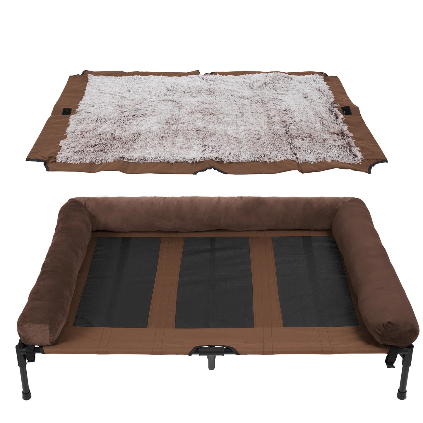 Extra Large Cooling Elevated Dog Bed with Bolster Raised Pet Cot Lounger Indoor/Outdoor Waterproof