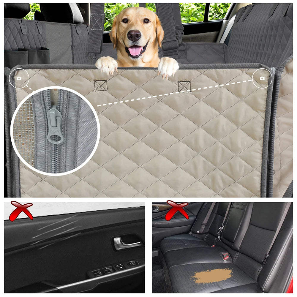 Waterproof Dog Car Seat Hammock and Travel Carrier Mat for Back Seat Protection