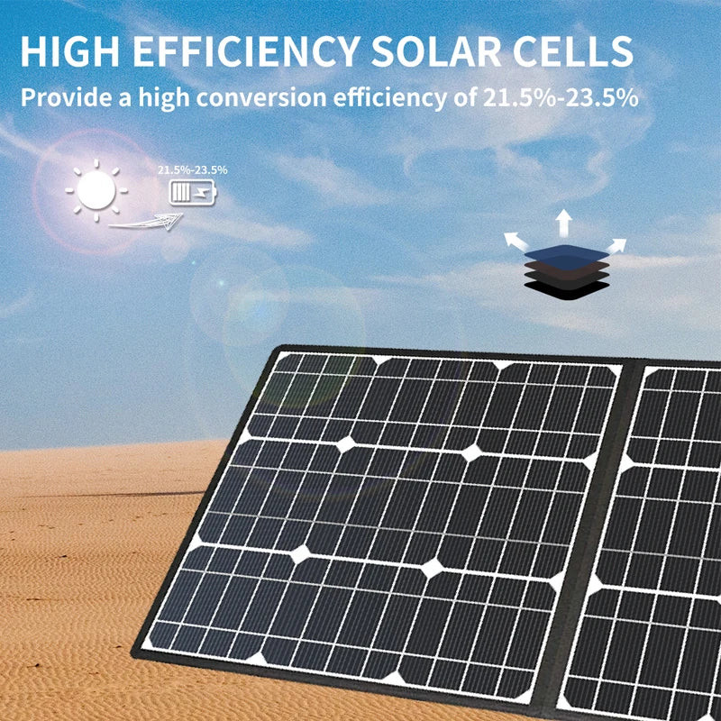 60W Foldable Solar Panel Charger for Generators and Devices