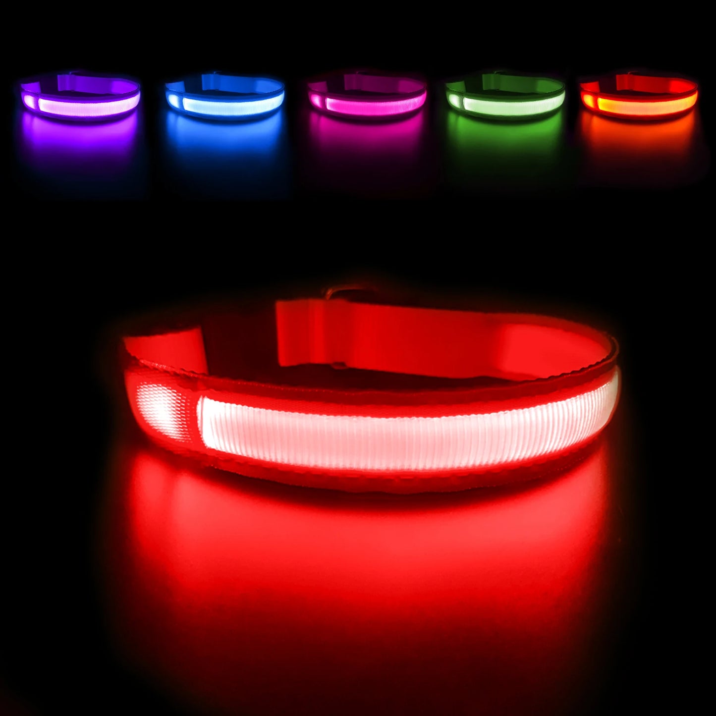 LED Glow Dog Collar Waterproof Light Up Safety Collar