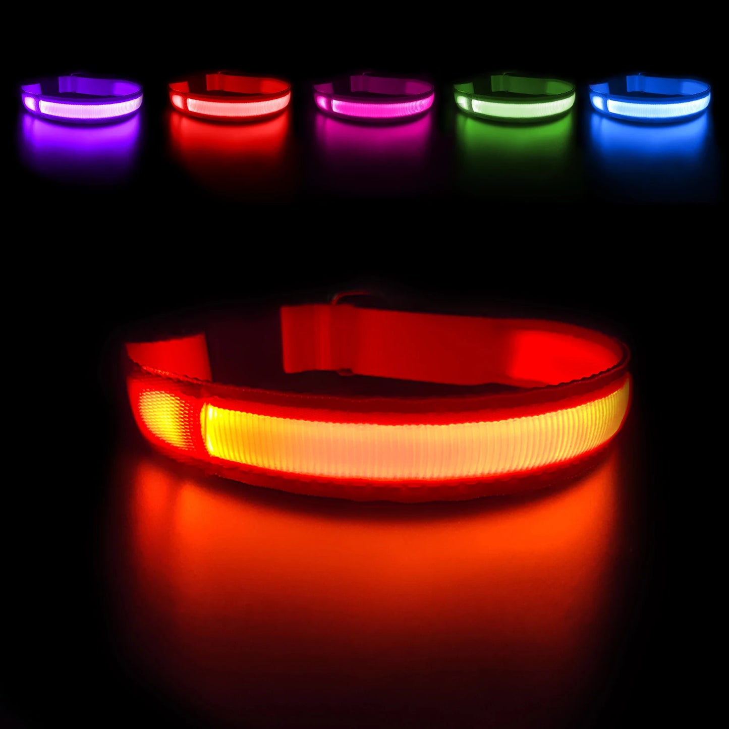 LED Glow Dog Collar Waterproof Light Up Safety Collar