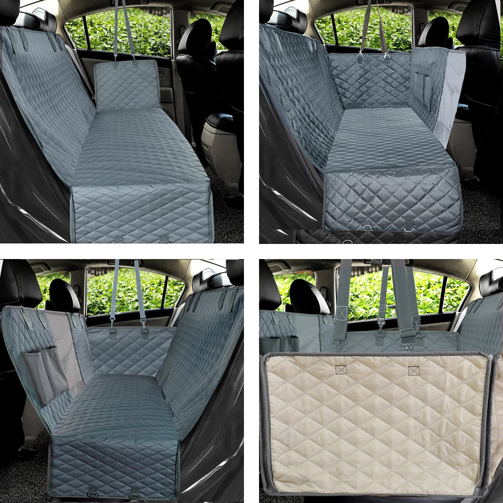 Waterproof Dog Car Seat Hammock and Travel Carrier Mat for Back Seat Protection