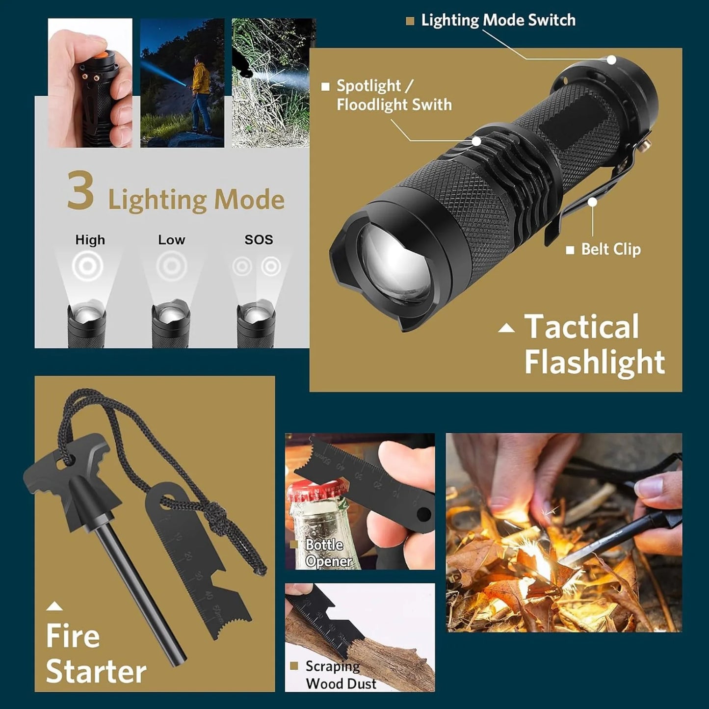 13 in 1 Survival Gear Kit for Camping and Hiking