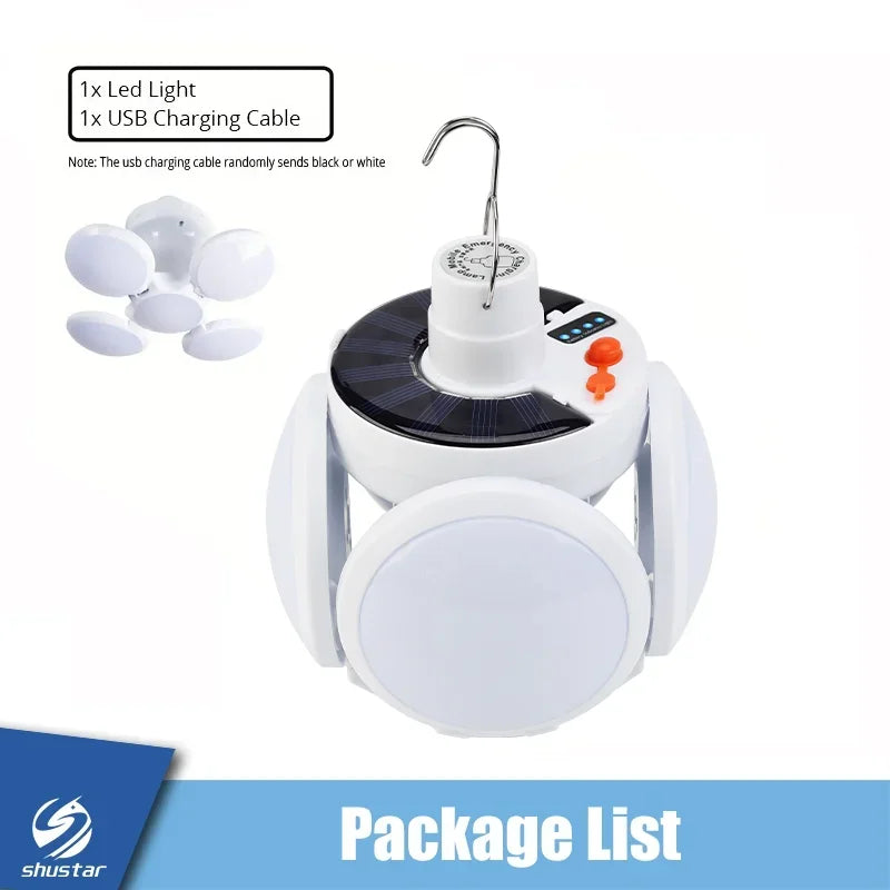 Rechargeable LED Solar Camping Bulb Flashlight