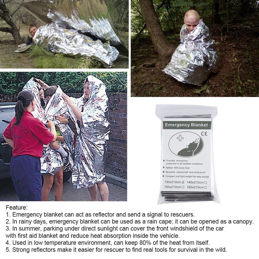 1-30 PCS Emergency Thermal Rescue Blanket Survival Foil Kit