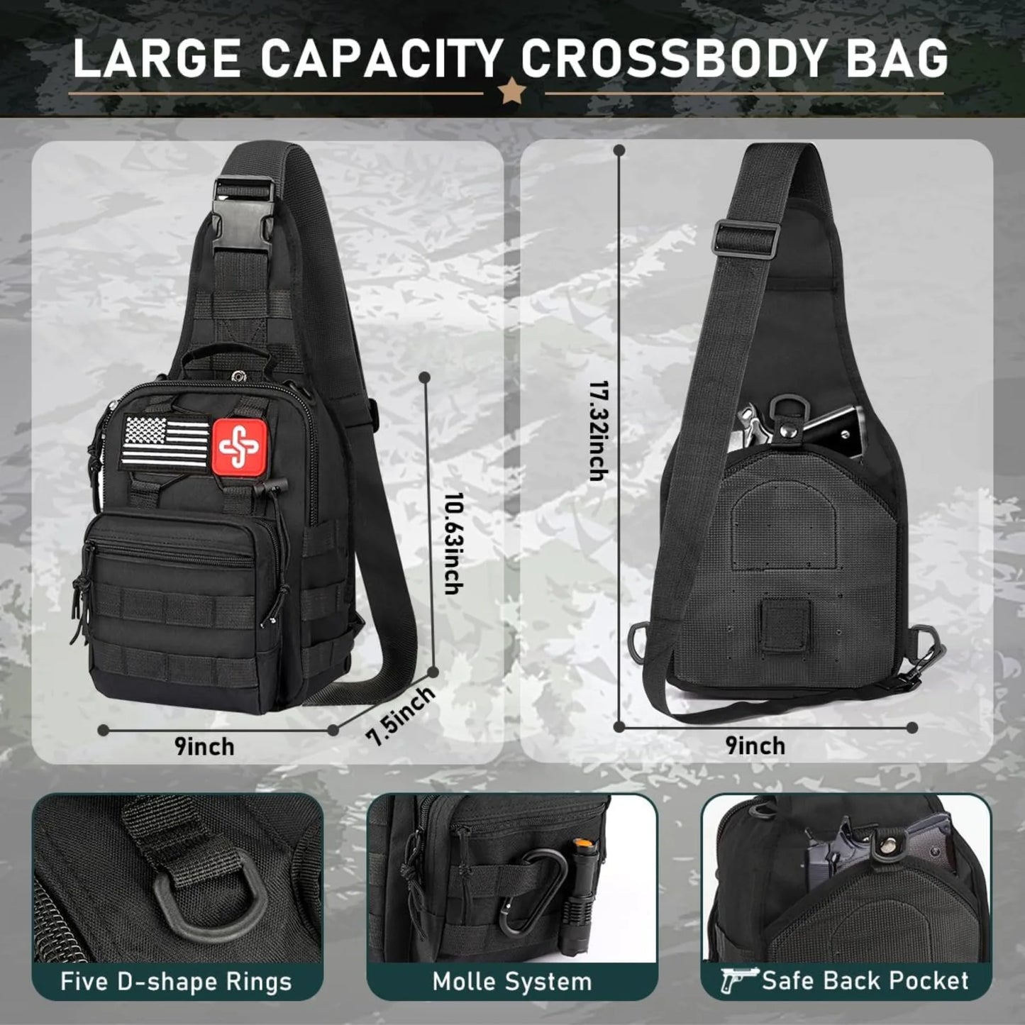 262 Piece Survival and First Aid Kit with Crossbody Bag