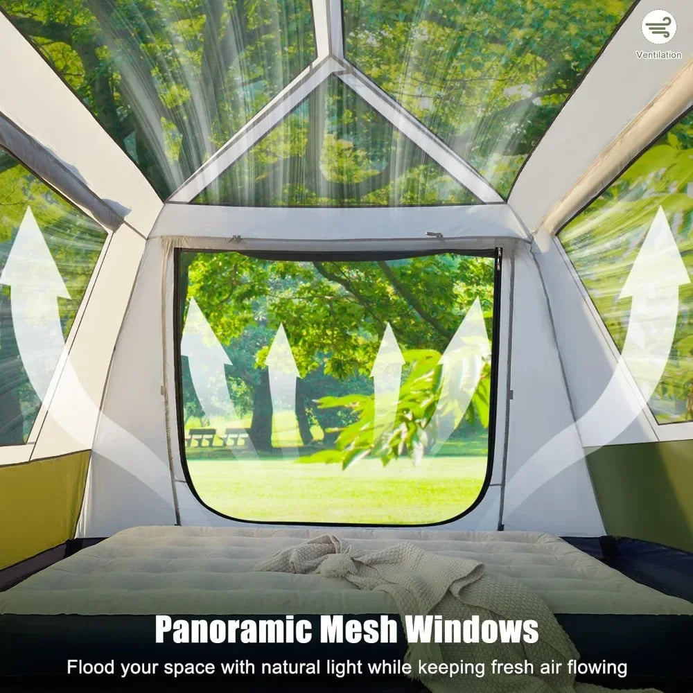 Instant Cabin Tent 4/6/8/10 People, Family Large Camping Tent, with Rainfly & Waterproof Portable with Carry Bag