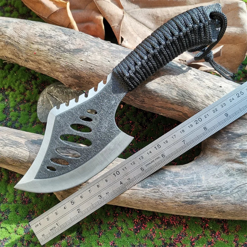 Stainless Steel Camping Tomahawk with Paracord Handle and Sheath