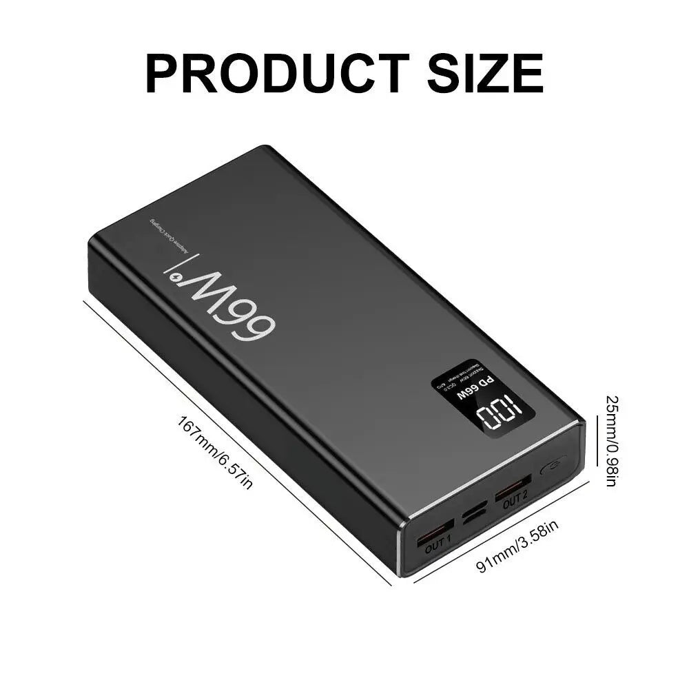 66W Fast Charging Power Bank 20000mAh with USB Quick Charge