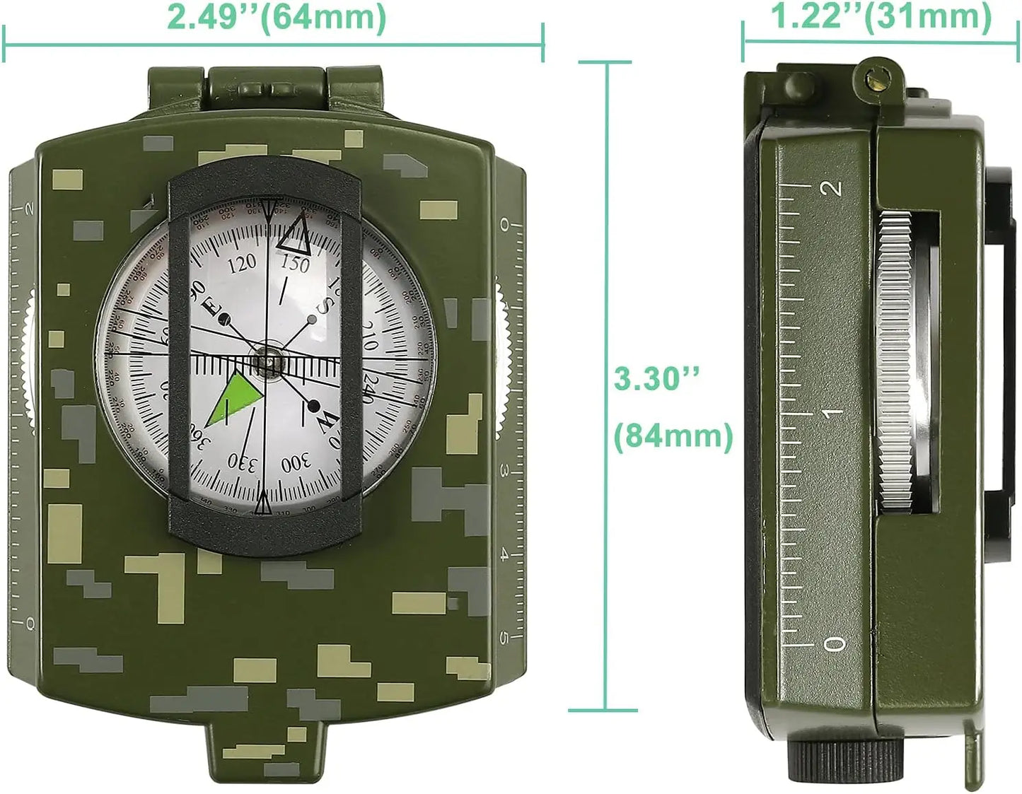 Waterproof Military Compass with Sighting and Carry Bag