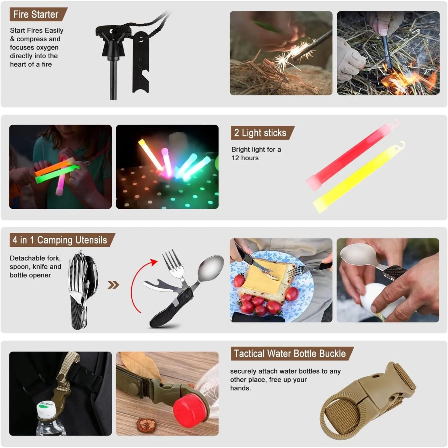 238 Pieces Emergency Survival Kit with Tent and Molle Pouch