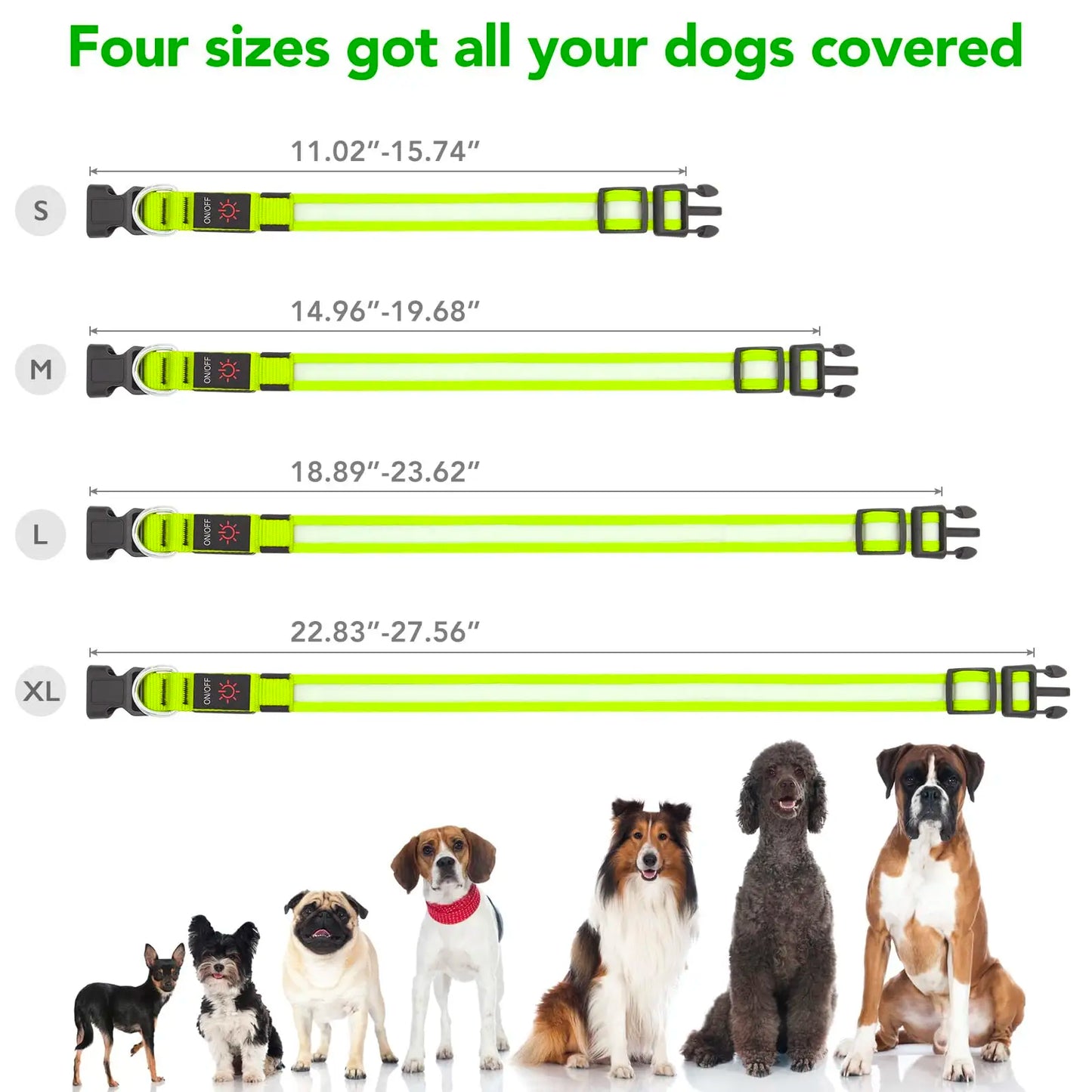 Vizpet LED Dog Collar USB Rechargeable Adjustable Light Up Safety Collar