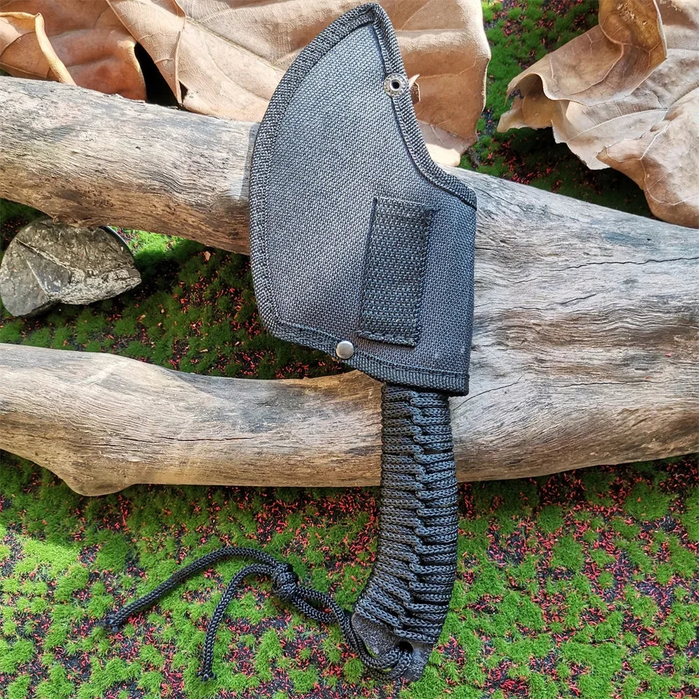 Stainless Steel Camping Tomahawk with Paracord Handle and Sheath