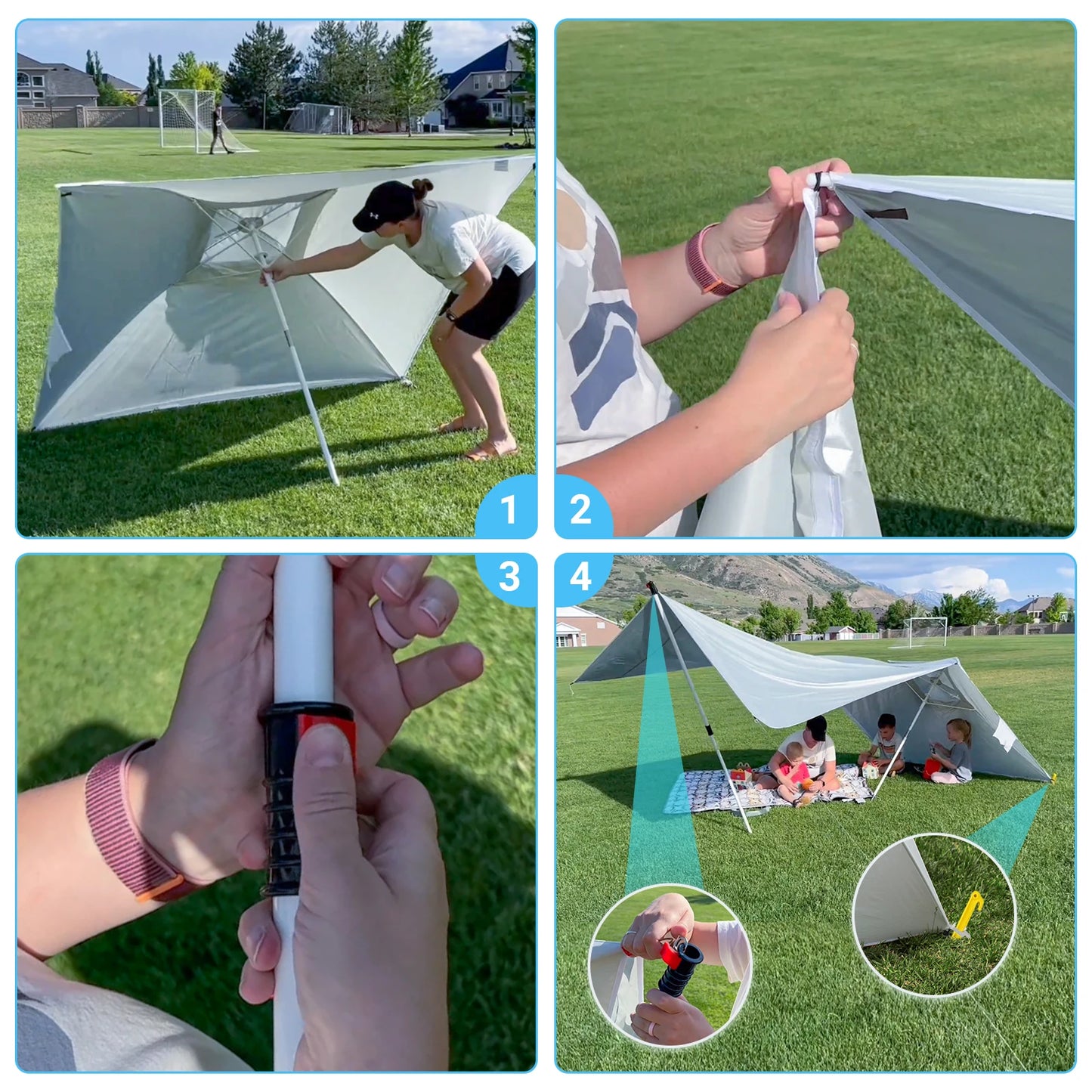 King Camp Beach Umbrella Tent Sun Shelter for Outdoor Camping and Fishing