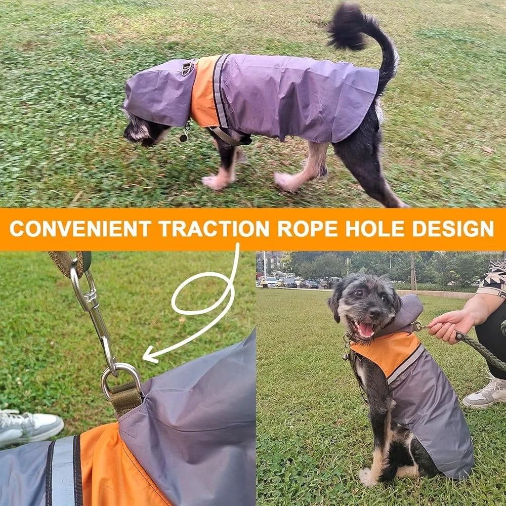 Breathable Waterproof Dog Raincoat with Reflective Strips and Hood