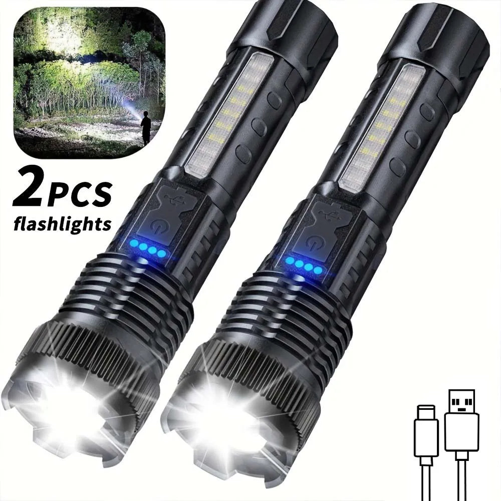 Rechargeable Zoomable Flashlights for Emergency and Camping