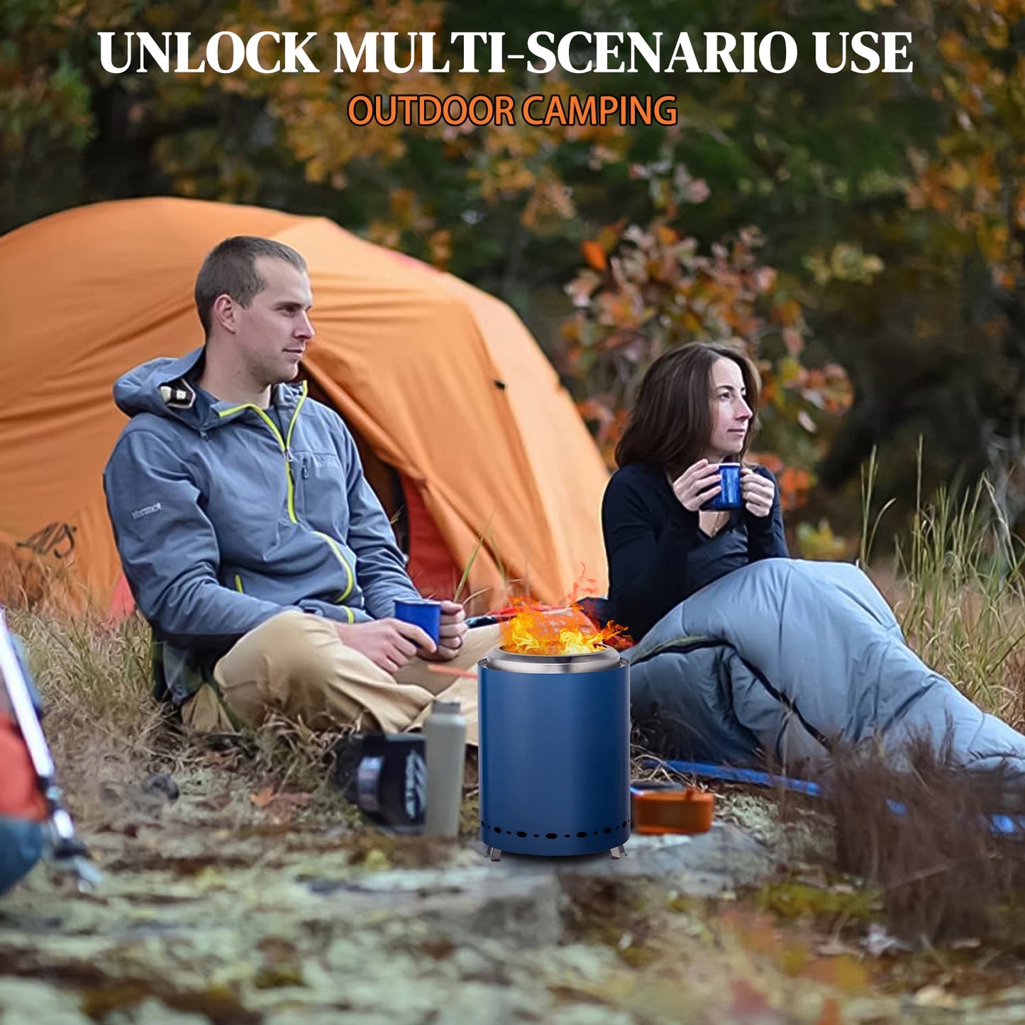 Smokeless Fire Pit Compact Blue Steel Design