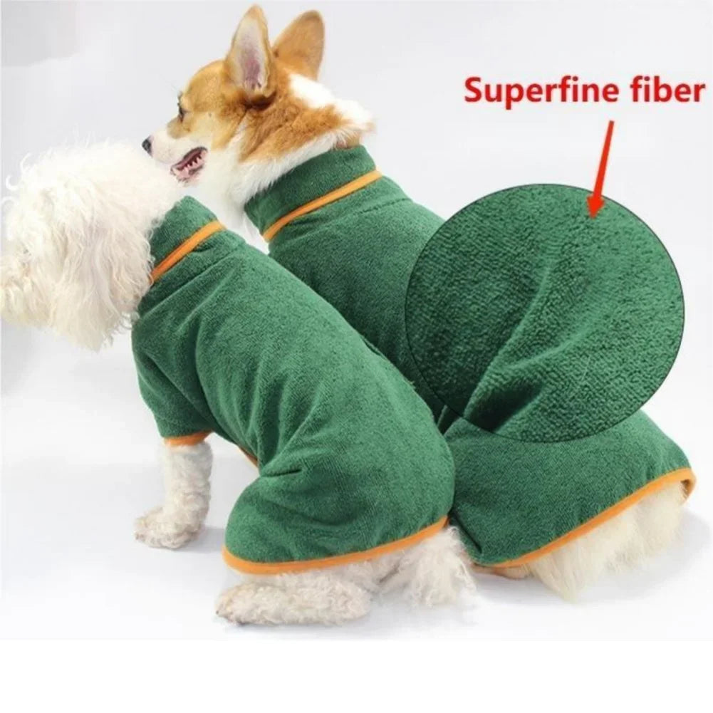 Quick-Dry Absorbent Dog Bathrobe with Adjustable Fit