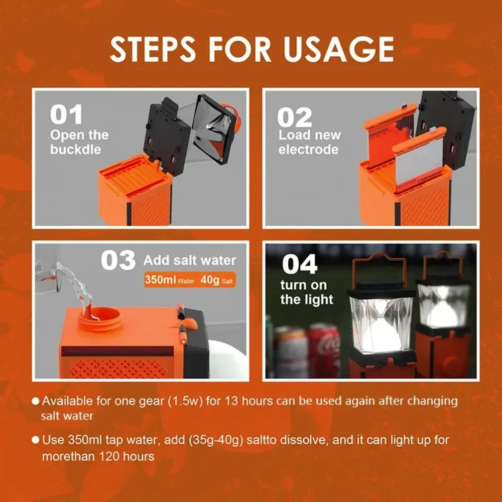 Portable Salt Water Powered Emergency Light No Battery