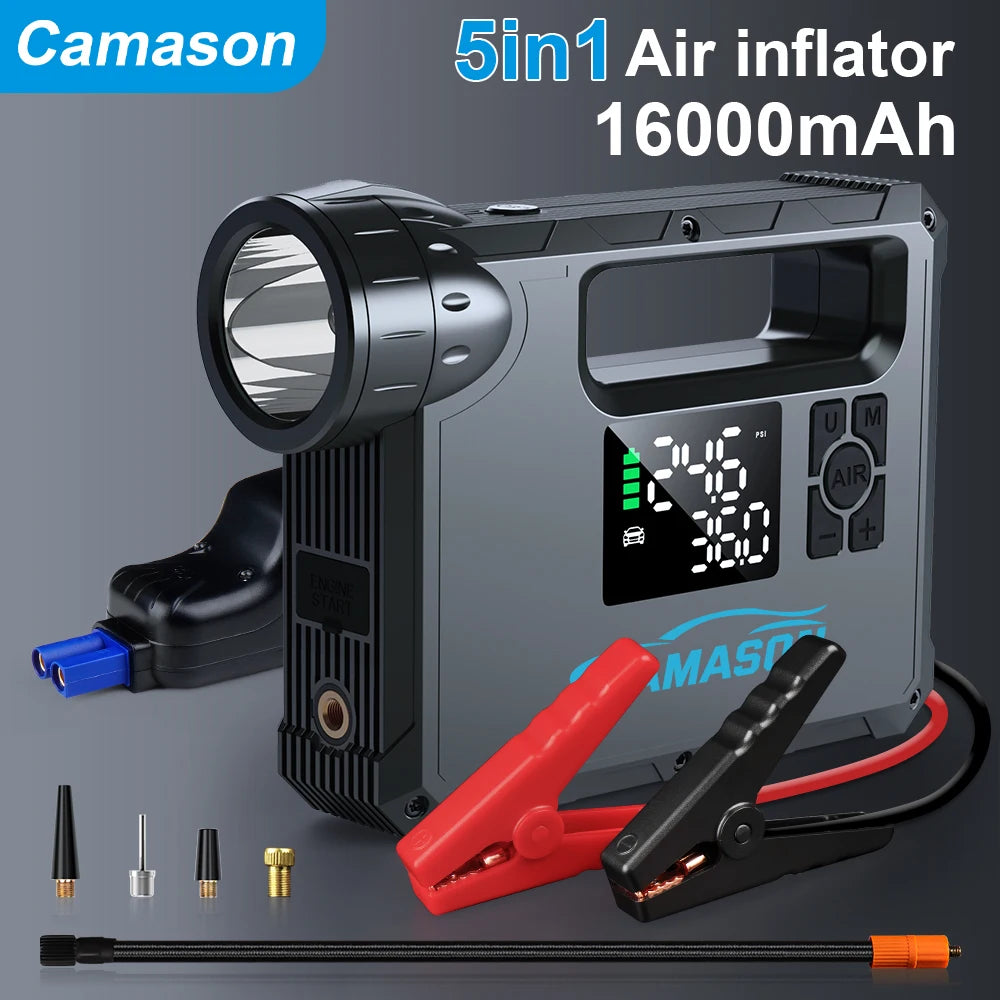 Portable Air Compressor with Jump Starter and Power Bank