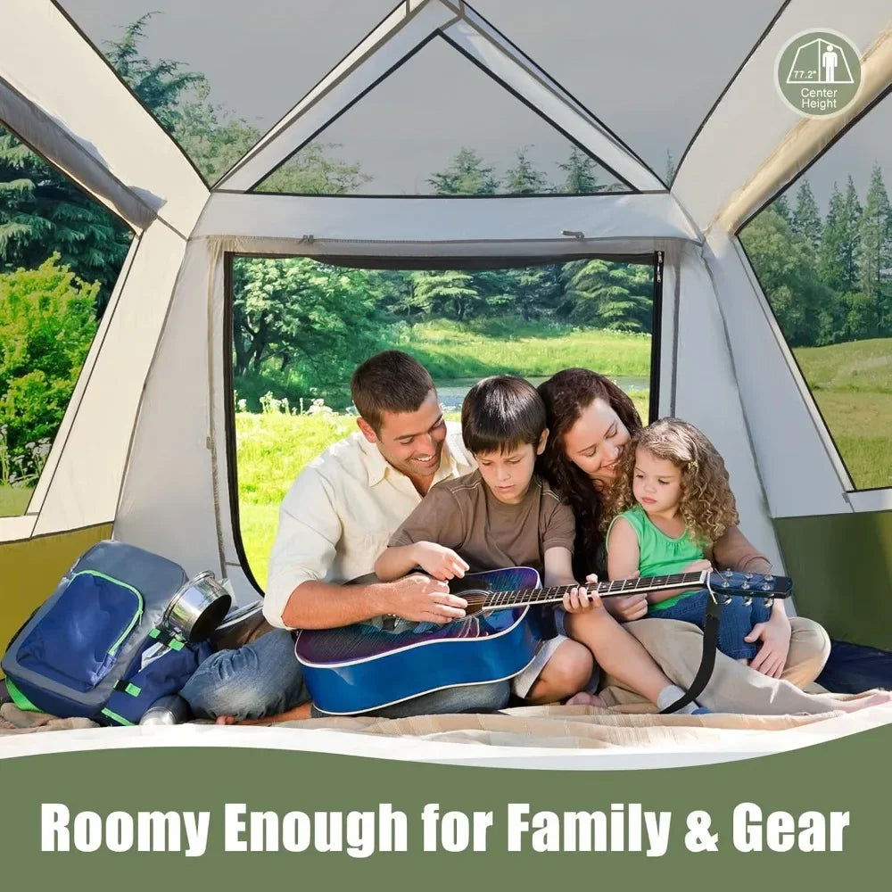 Instant Cabin Tent 4/6/8/10 People, Family Large Camping Tent, with Rainfly & Waterproof Portable with Carry Bag