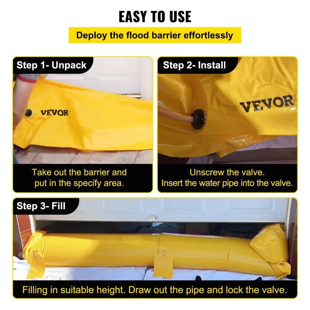 Flood Barrier 24ft Reusable PVC Water Control Tube Sandbag Alternative