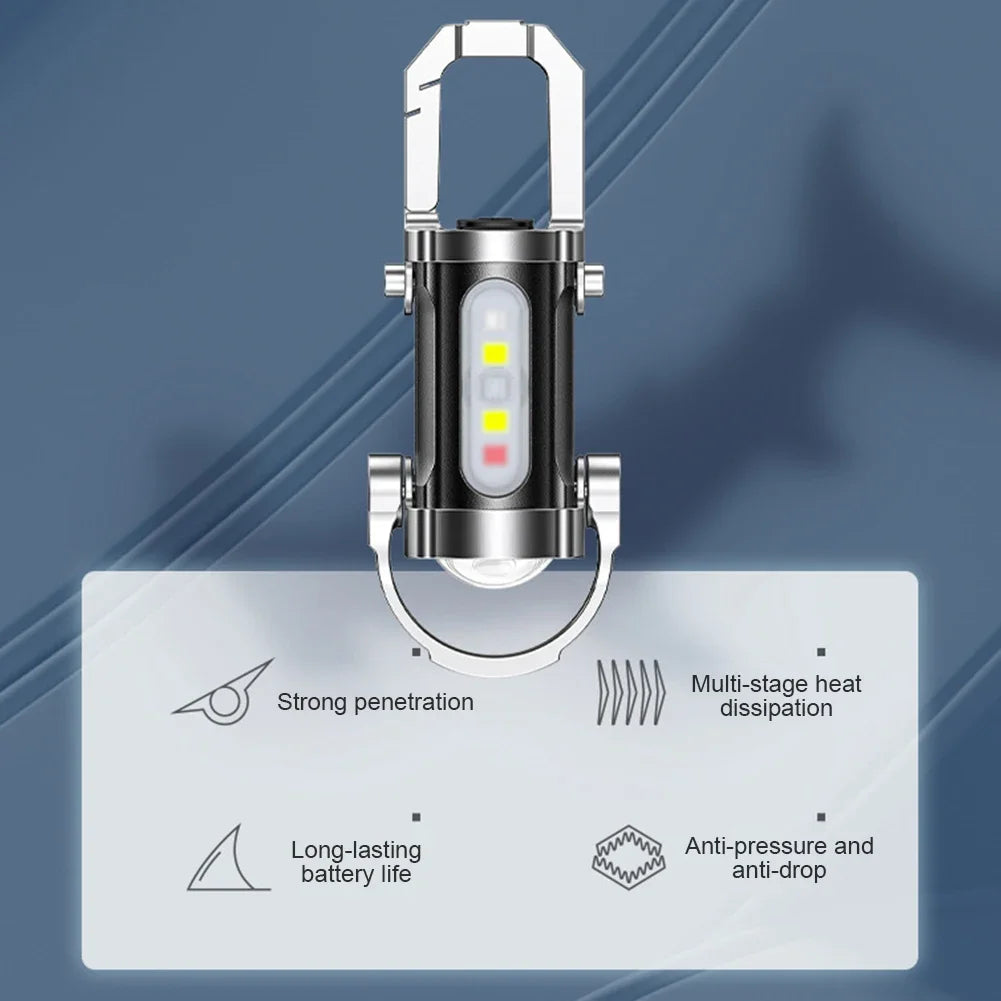 USB Rechargeable Ultralight Pocket Lamp for Outdoor, Multifunctional Portable Torch