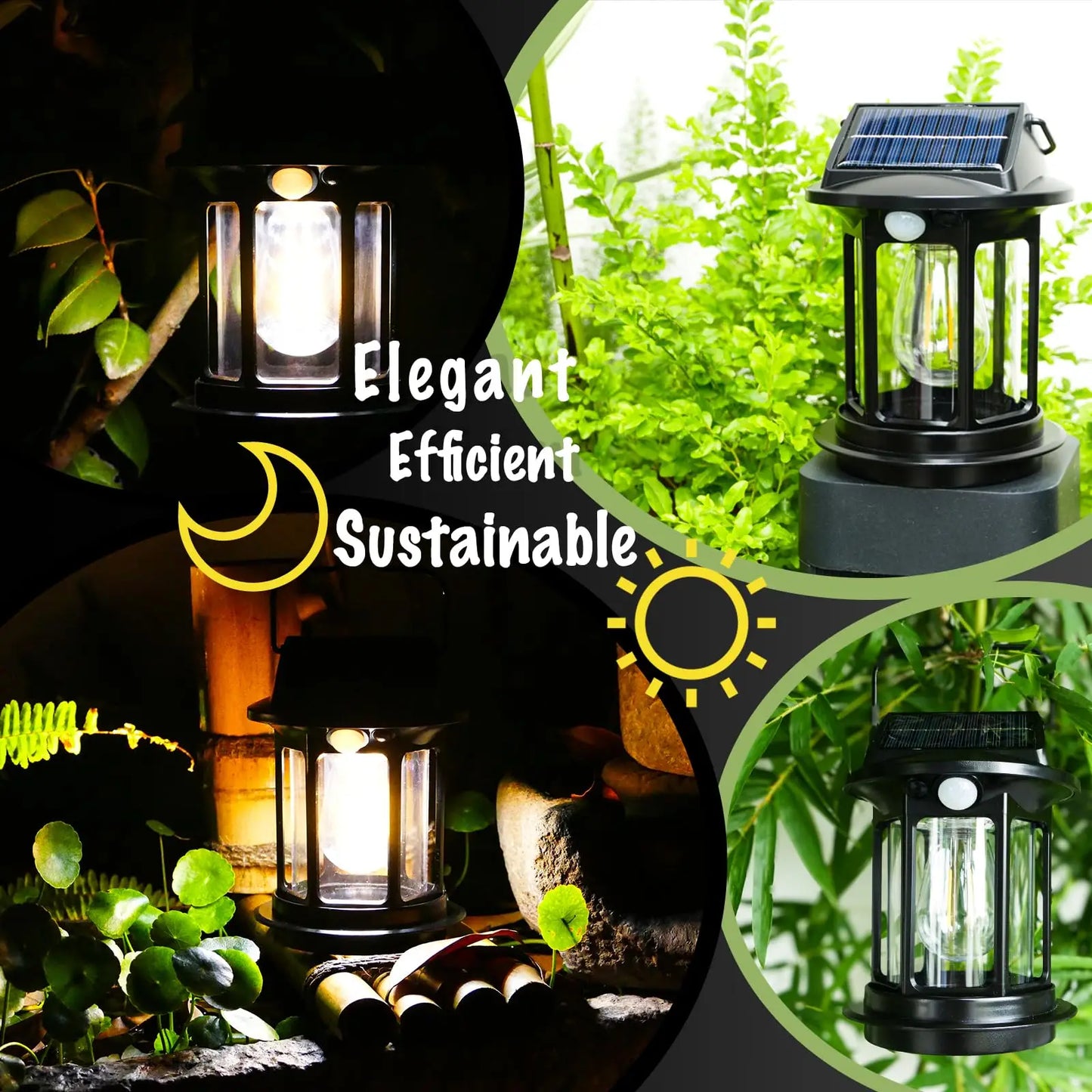 Solar Motion Sensor Hanging Lanterns Waterproof Rechargeable Outdoor Camping Light