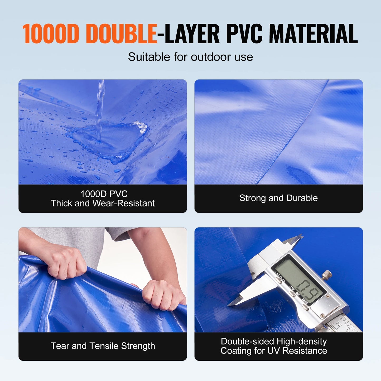 VEVOR 264 Gallon Collapsible Water Storage Tank Blue PVC Bladder Bag