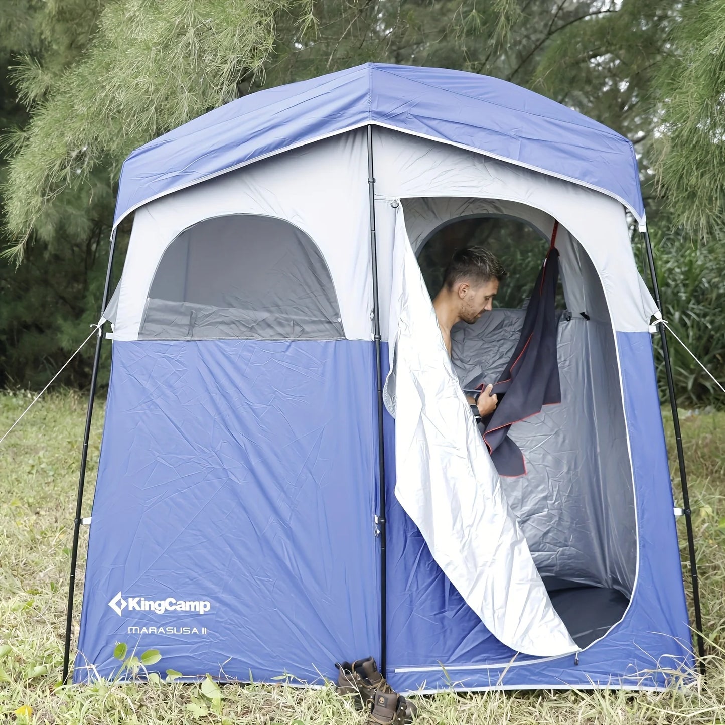 Double Room Portable Privacy Shower and Toilet Tent