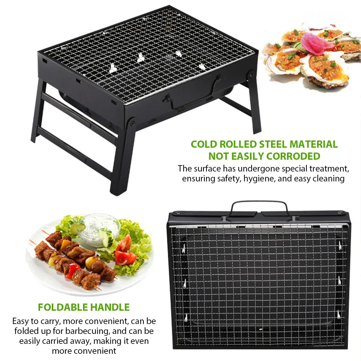 Portable Charcoal Grill Stainless Steel for Outdoor Cooking