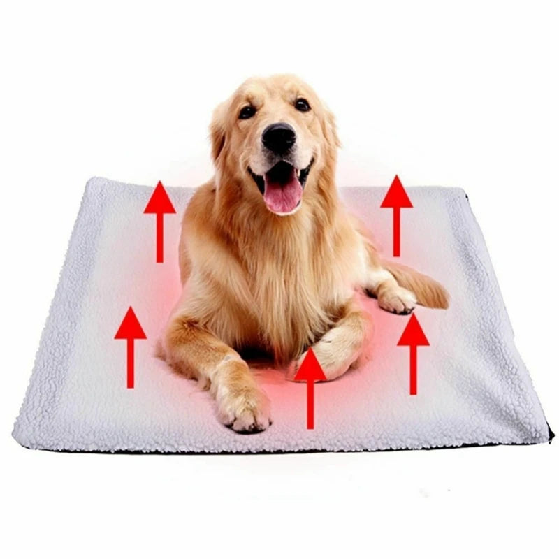 Self-Heating Pet Blanket Plush Warming Cushion 60x45cm