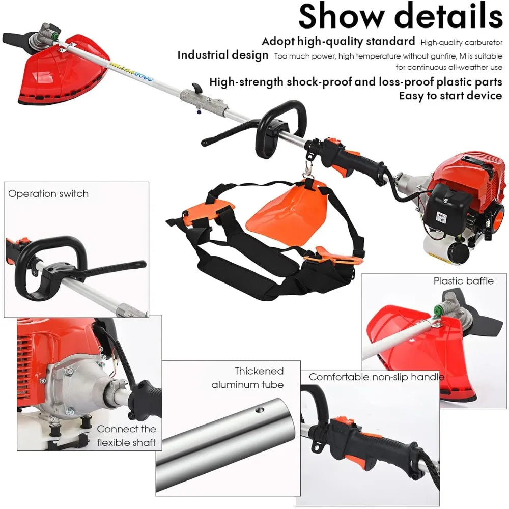 5-in-1 Gas Powered Brush Cutter and Trimmer 52cc