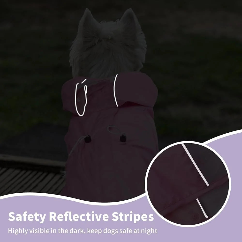 Waterproof Dog Rain Jacket with Leash Hole and 4-Leg Design