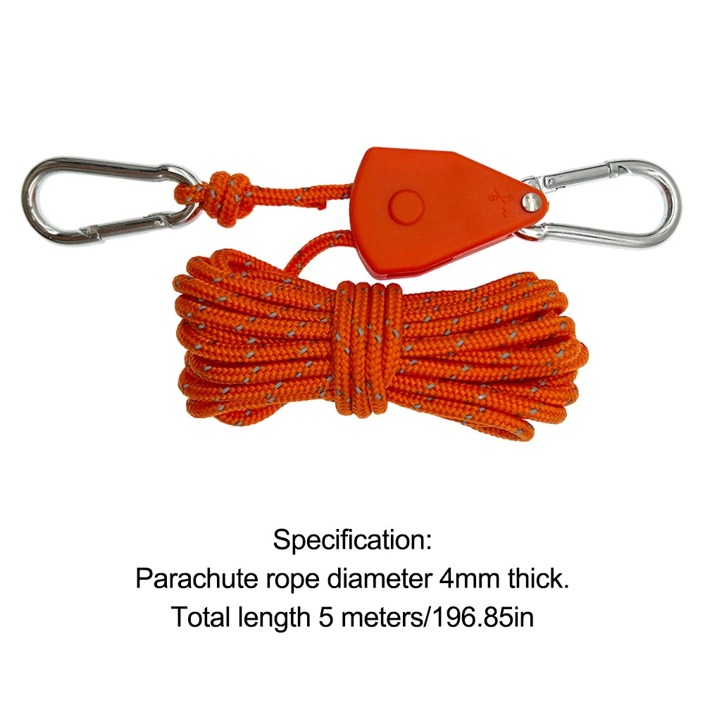 Reflective Parachute Cord 5M Tent Rope with Buckle