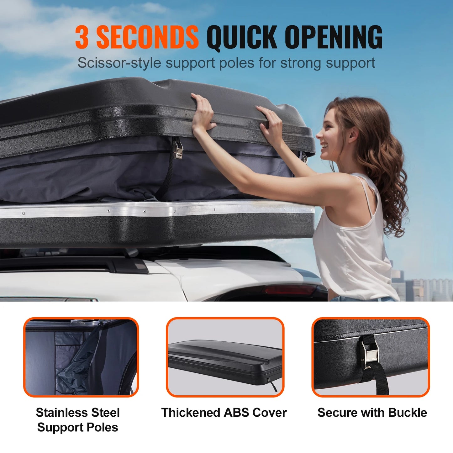 Hard Shell Rooftop Tent with Mattress for 2 to 3 People