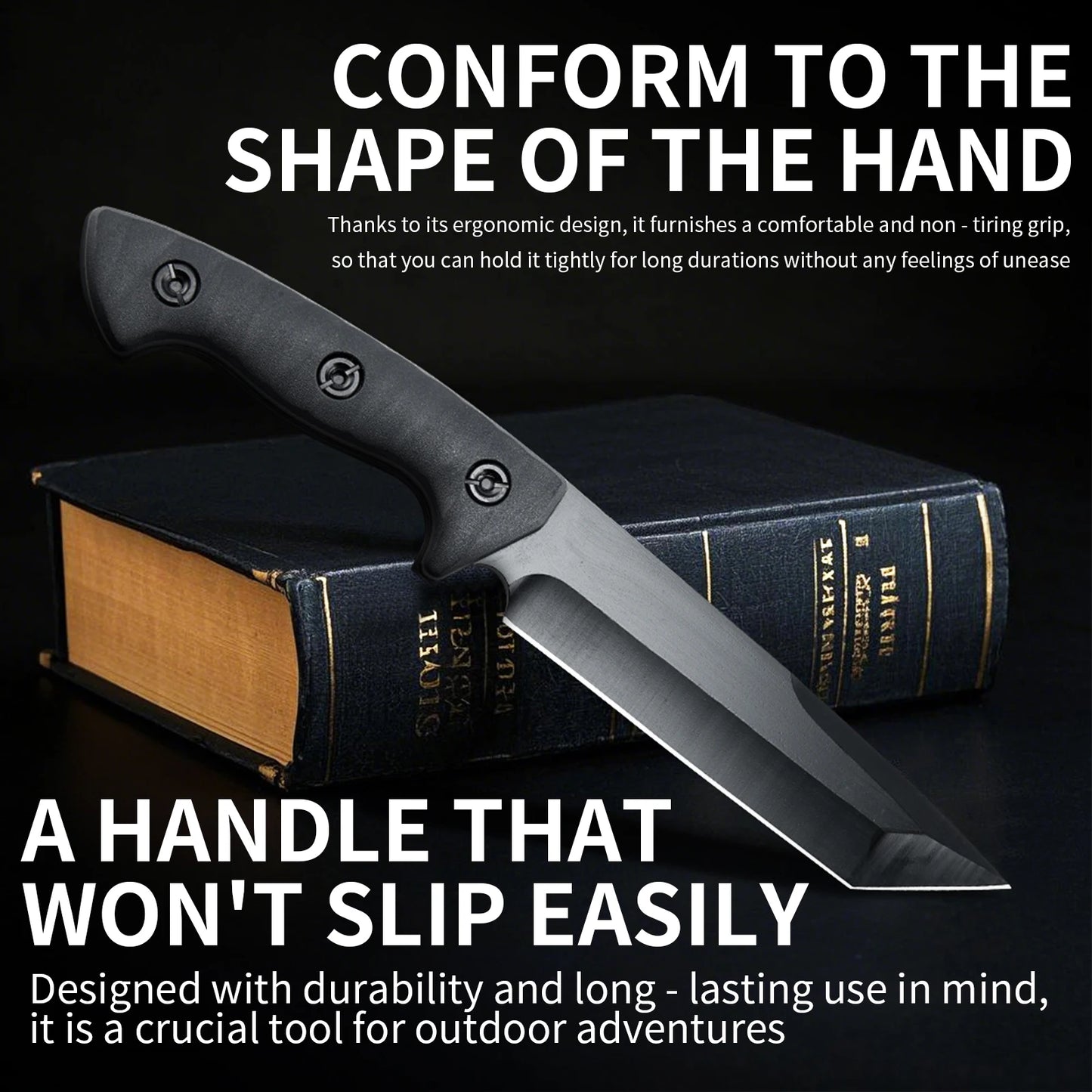Military Survival Knife with Non-Slip Handle and Sheath