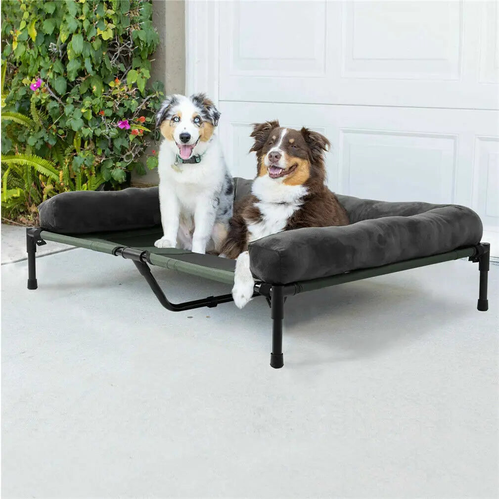 Elevated Dog Bed for Indoor or Outdoor with Detachable Plush Bolster Cooling