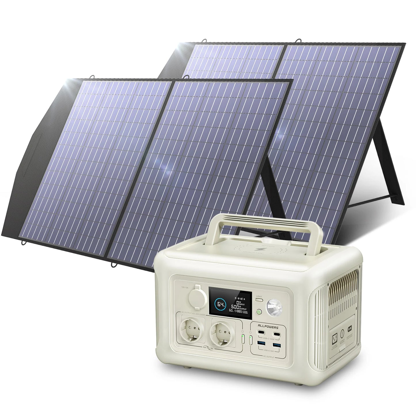 ALLPOWERS Portable Power Station w/Included Solar Panel 299Wh Pure Sine Wave Solar Generator for Camping & Backup