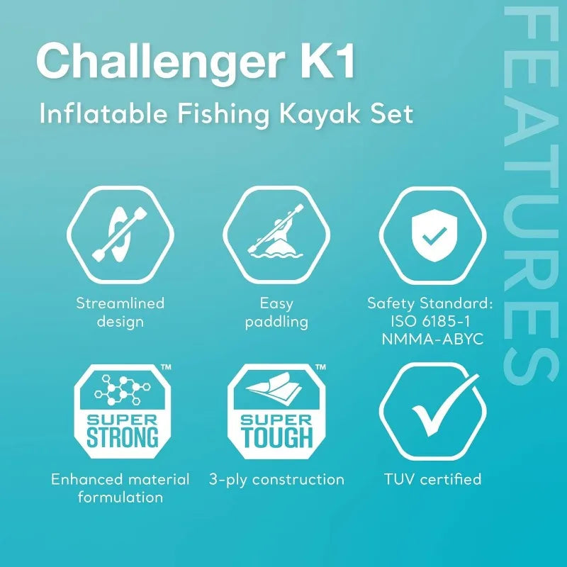 One Person Inflatable Kayak Set with Seat and Oar
