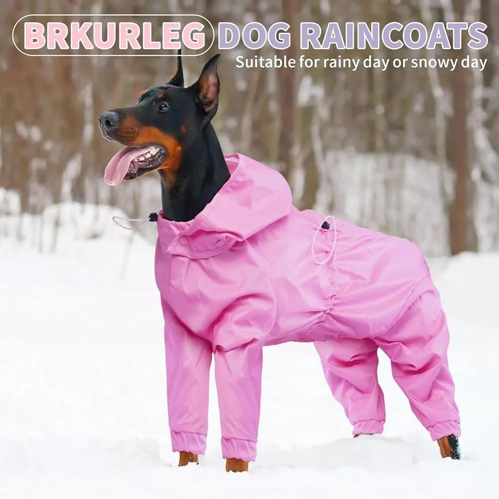 Waterproof Dog Rain Jacket with Leash Hole and 4-Leg Design