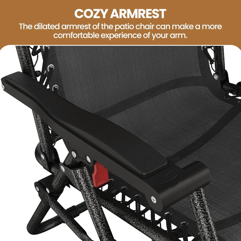 Set of 2 Zero Gravity Reclining Lounge Chairs with Cup Holders