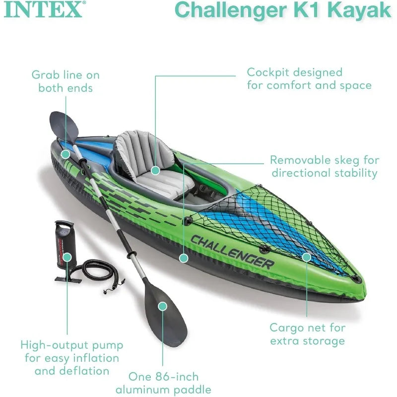 One Person Inflatable Kayak Set with Seat and Oar