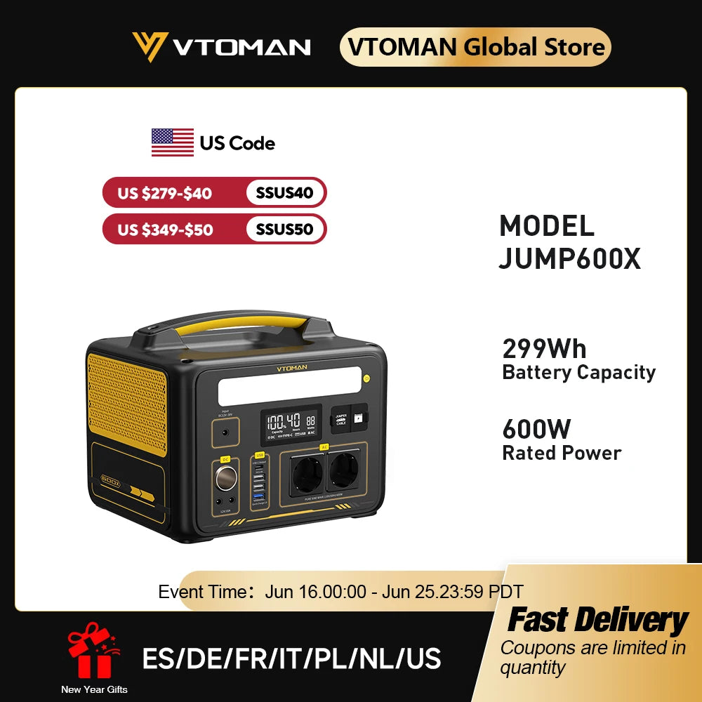 VTOMAN Jump 600X Portable Power Station 299Wh