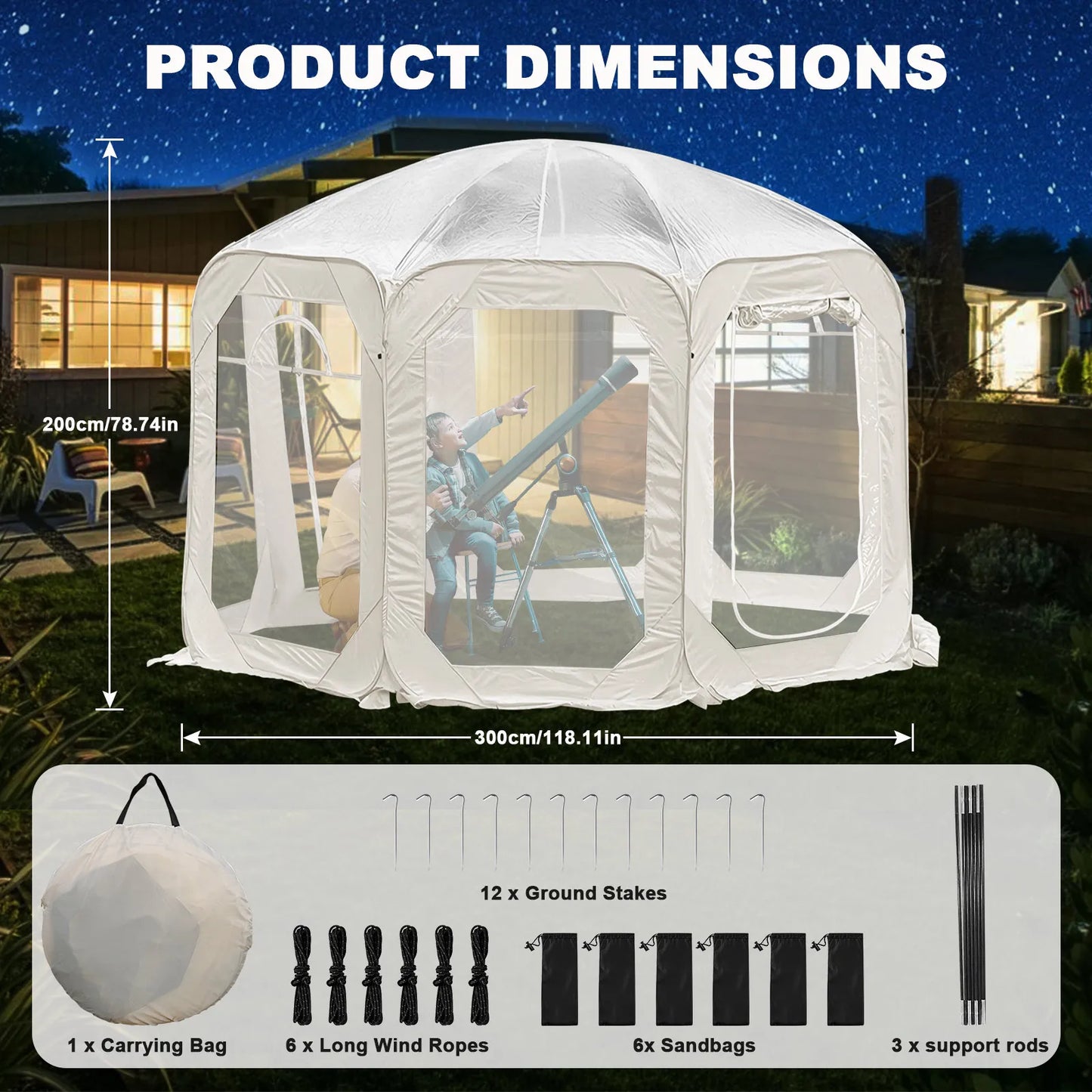 Outdoor Transparent Bubble Tent Portable Waterproof Camping Shelter