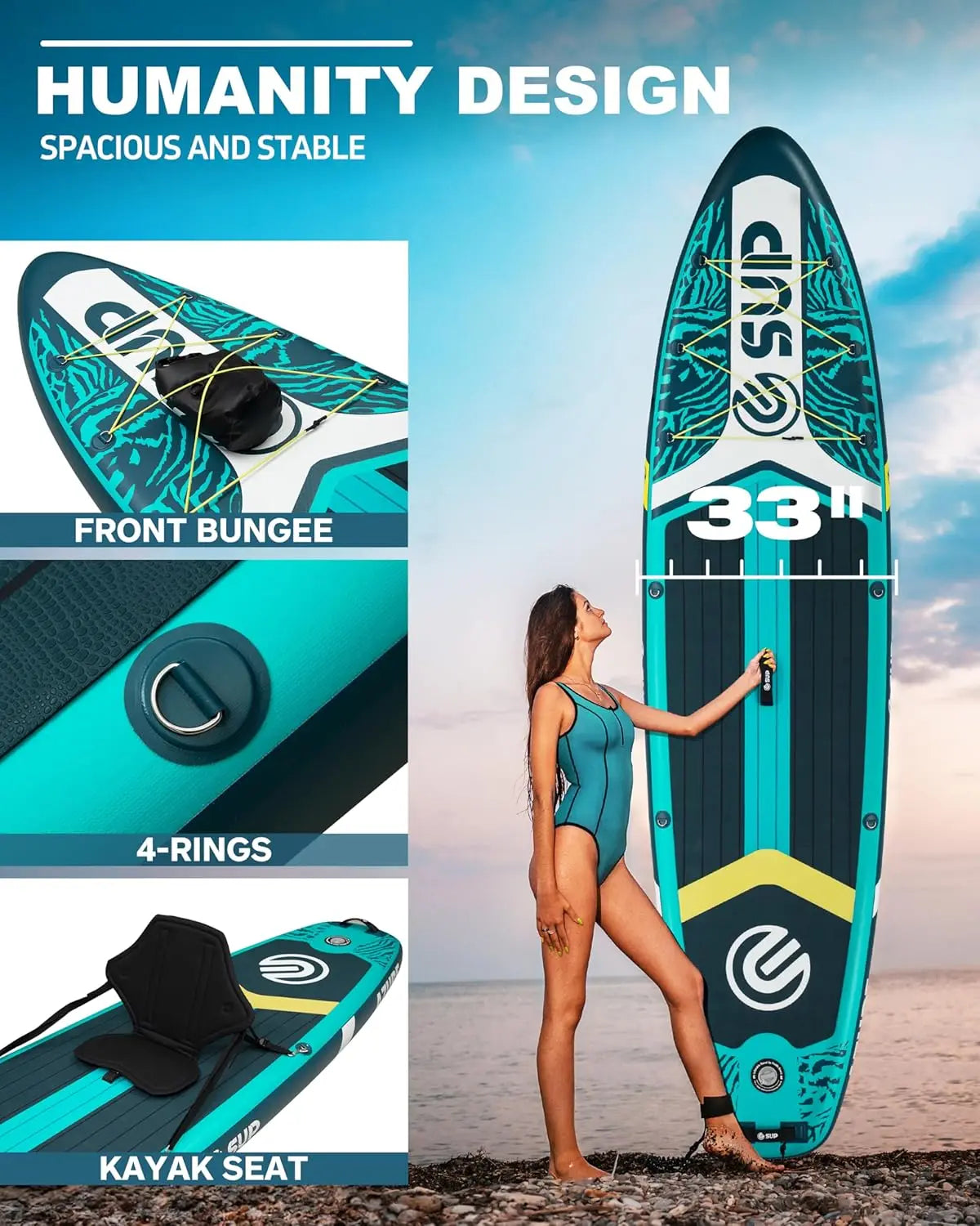 Stable Inflatable Stand Up Paddle Board with Seat for Adults